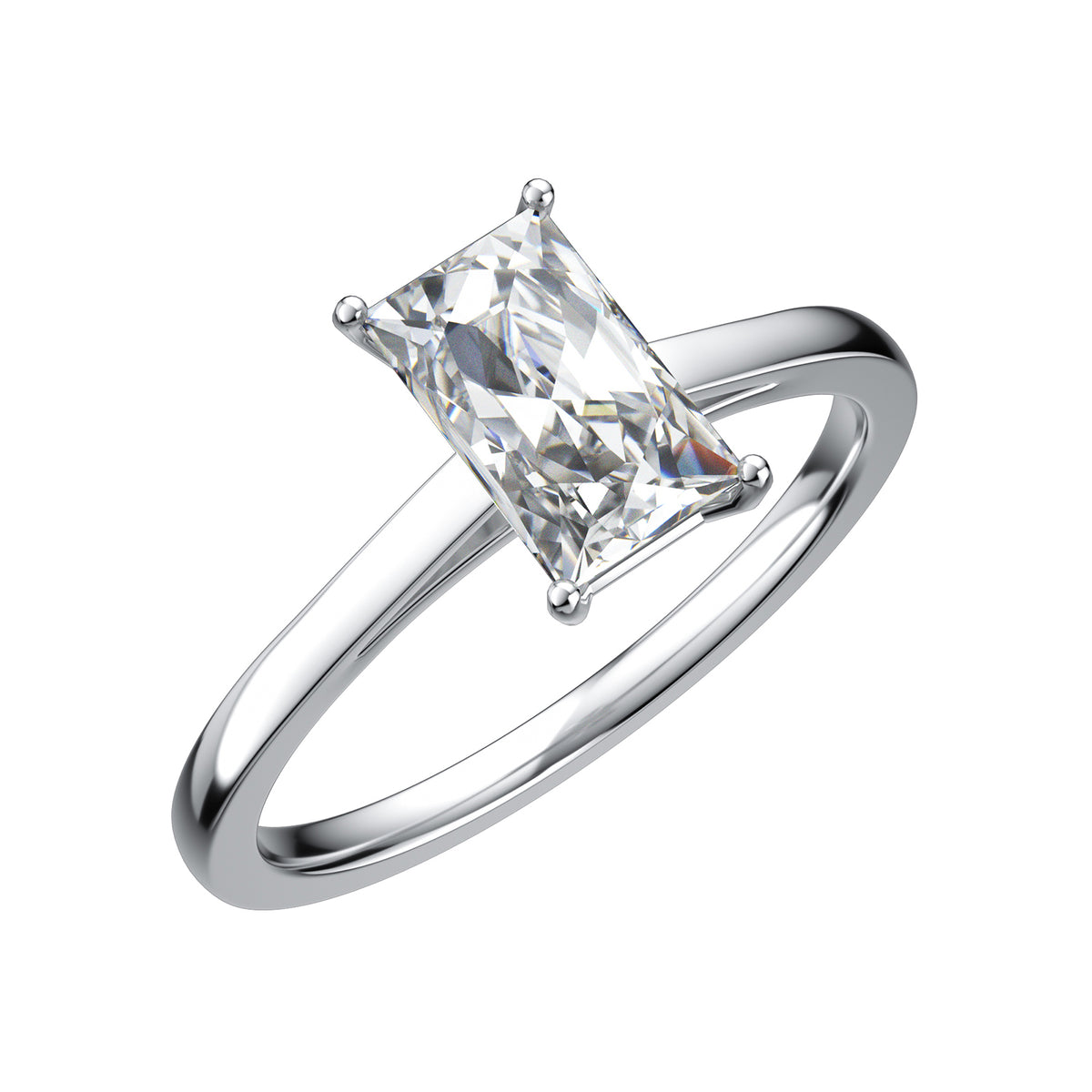 Vintage Bare Baguette Moissanite Diamond Engagement Ring in Yellow/White Gold