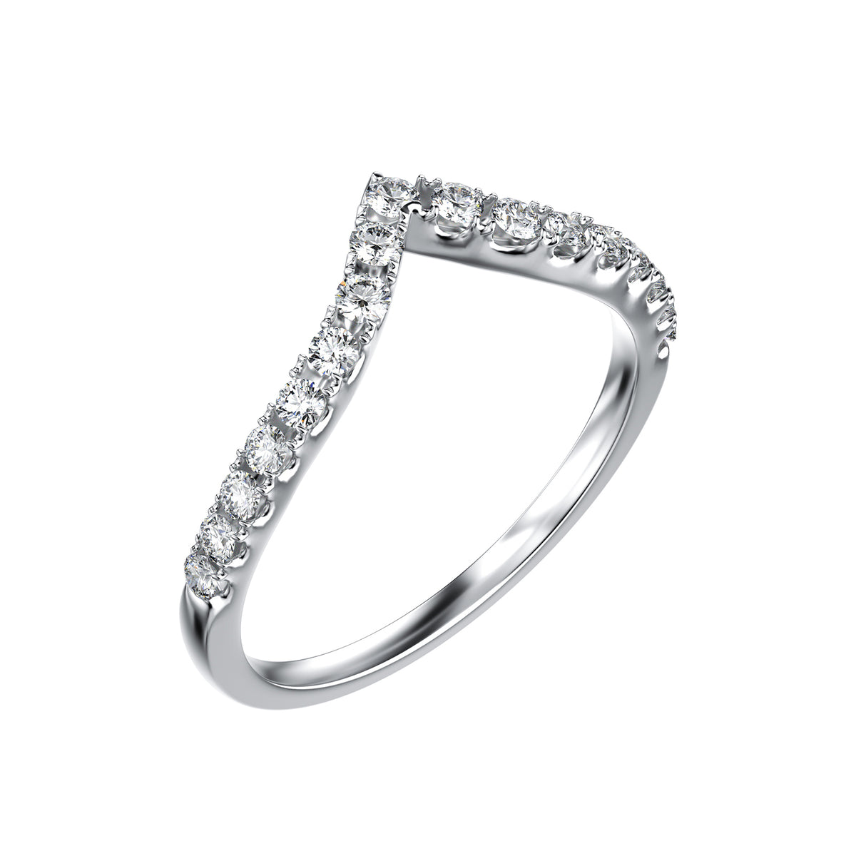 0.3 Bent Contour Round Cut Lab Grown Diamond Moissanite Wedding Band Ring