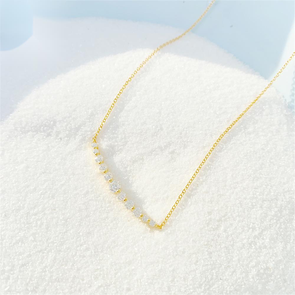 Moissanite Diamond Pave Bar Necklace - The Jewelry Plug