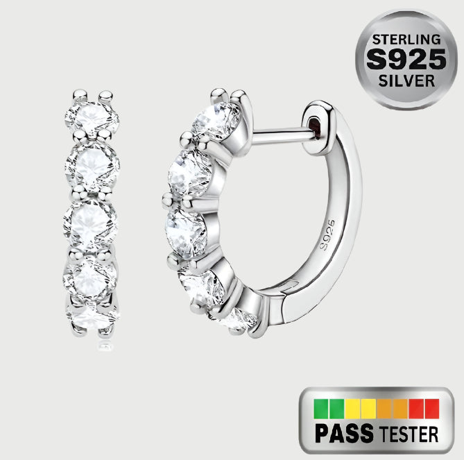 Moissanite Round Cut Hoop Earrings in White Gold - The Jewelry Plug