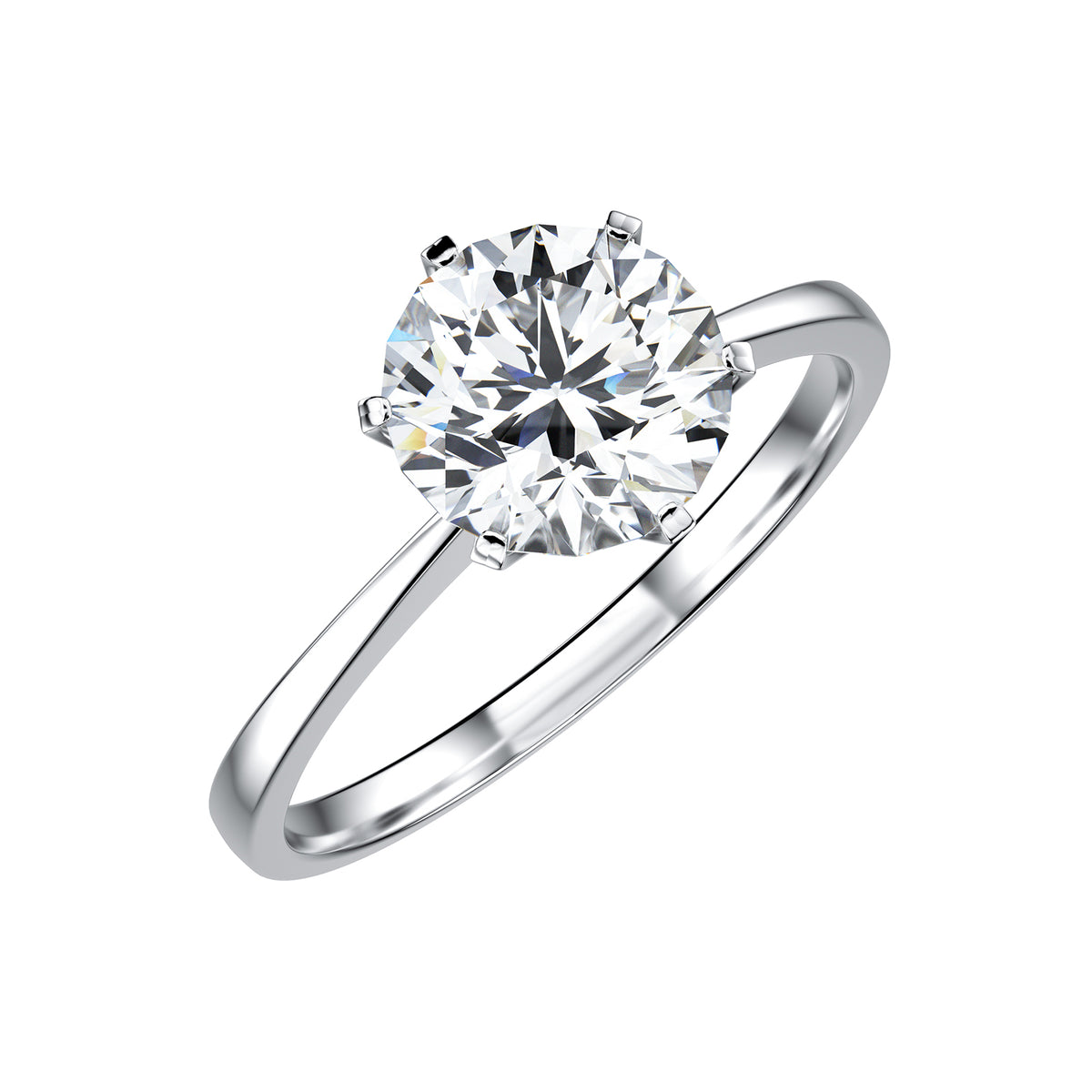 Vintage Bare 6 Prong Solitaire Moissanite Diamond Round Cut Ring