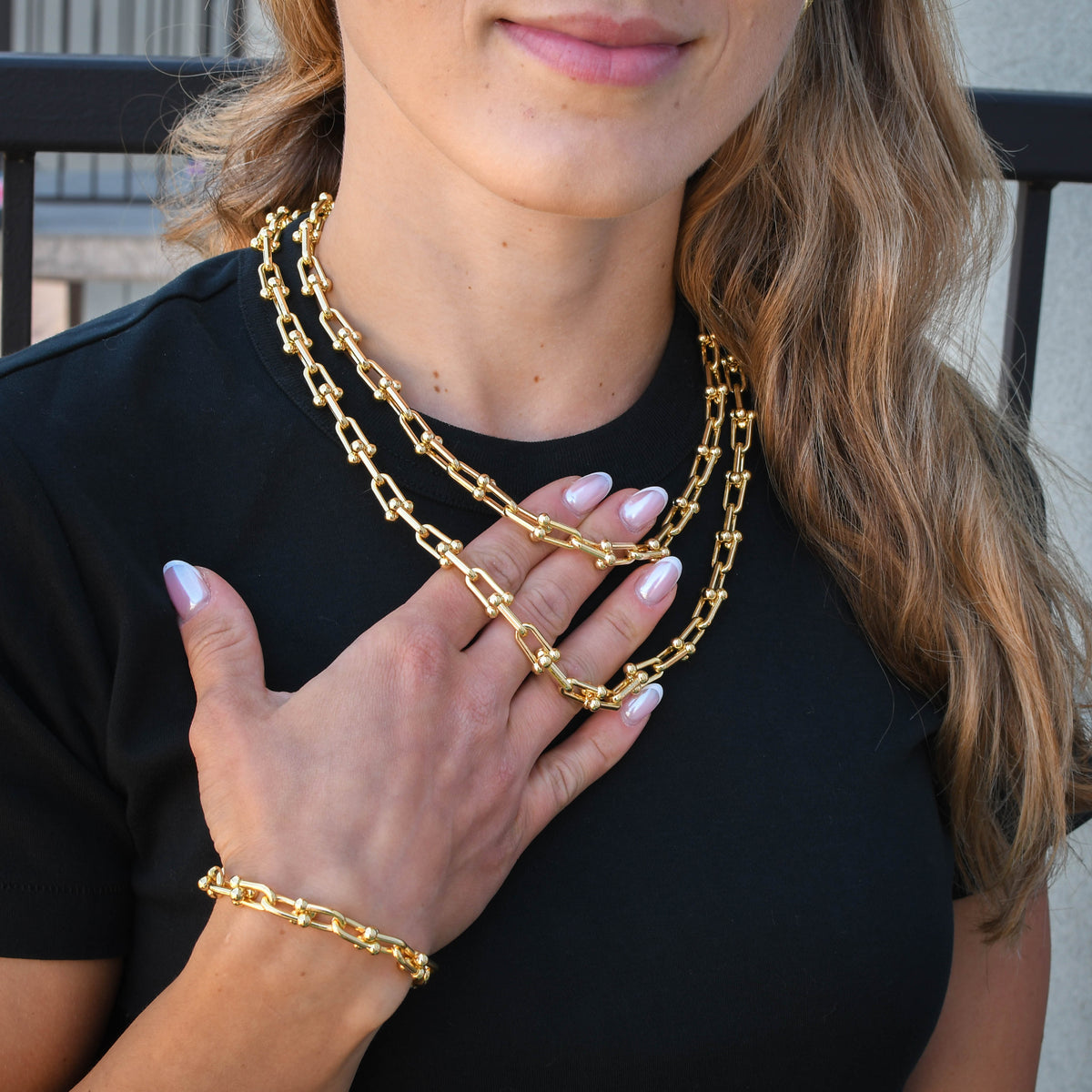 LUXE Paperclip Chain Bundle in Yellow/White Gold (8mm)