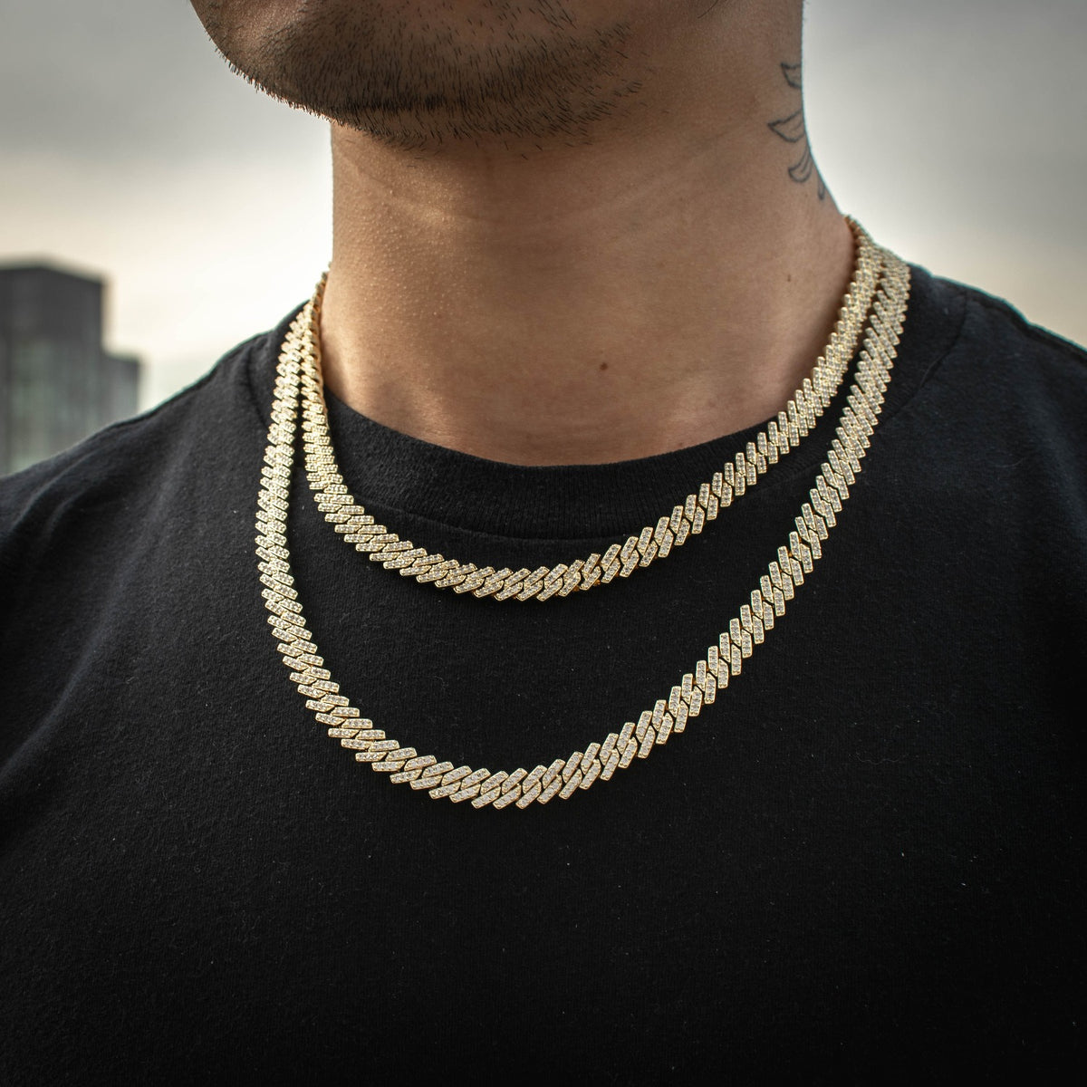 Diamond Straight Edge Cuban Link Chain (8mm) in Yellow Gold - The Jewelry Plug