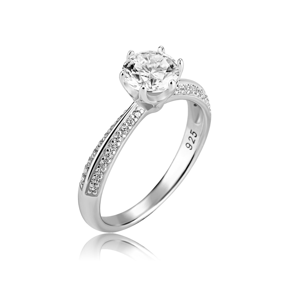 2 Row Accented Round Cut Moissanite Diamond Ring in Yellow/White Gold
