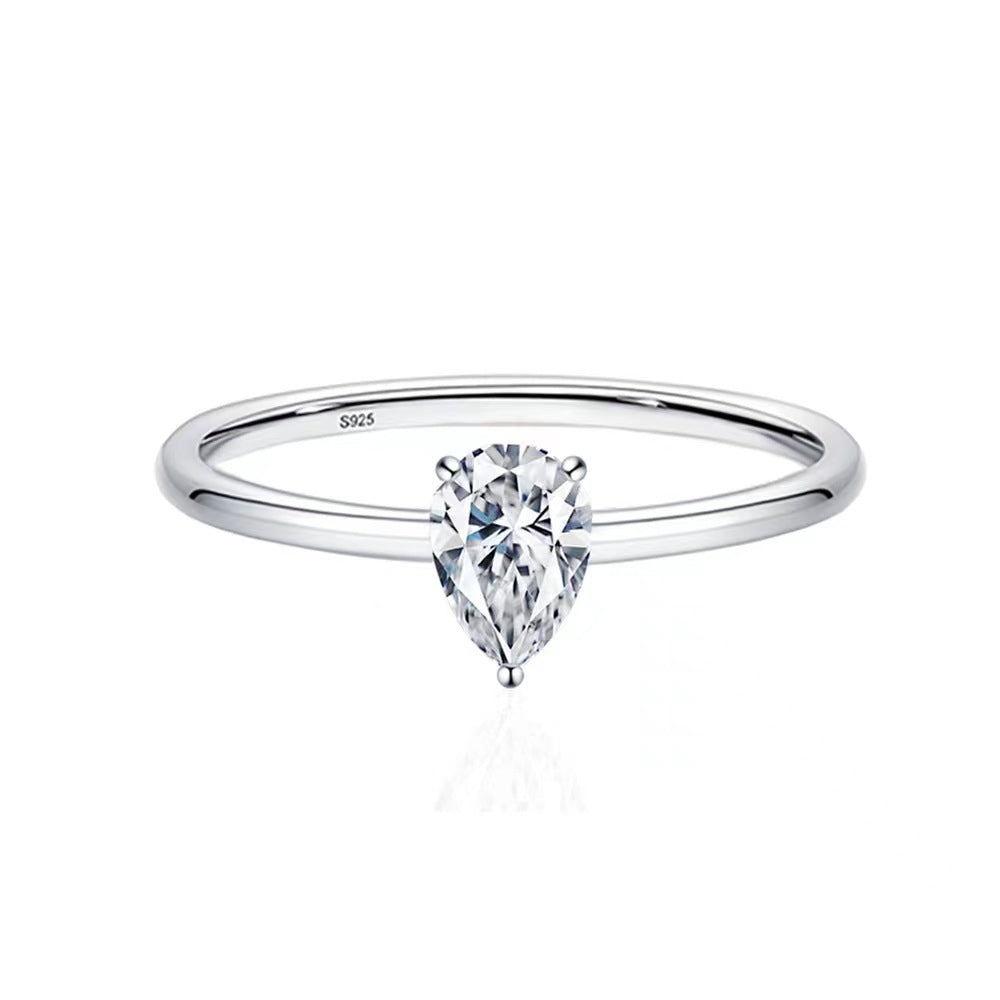 Pear/Tear Drop Moissanite Diamond Ring in White Gold