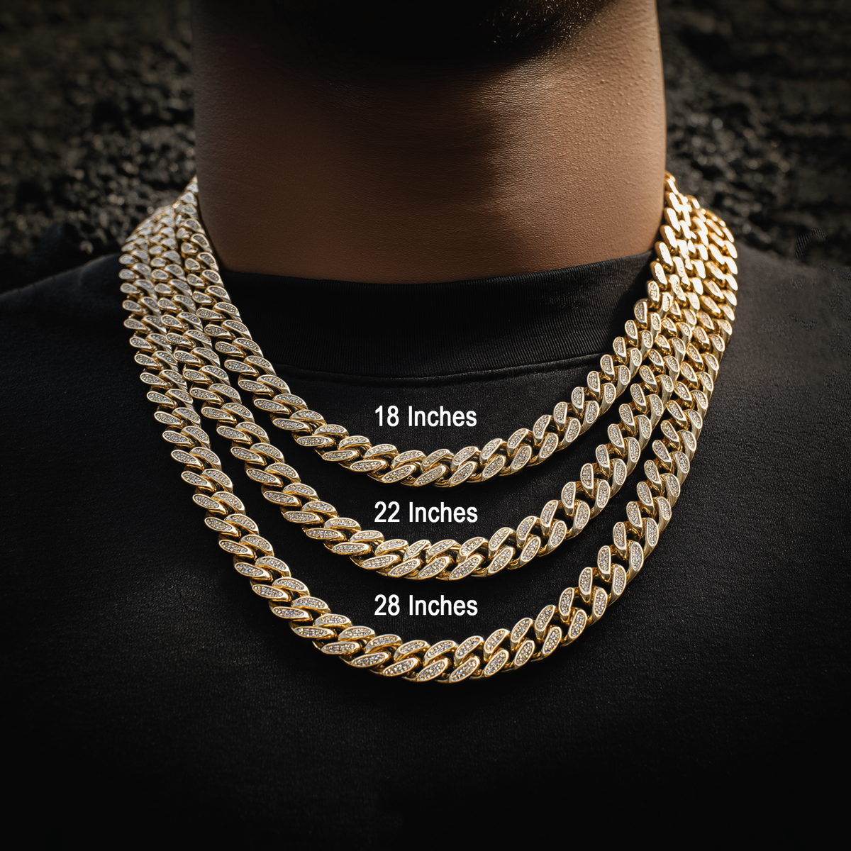 Diamond Cuban Link Sizing Chart 18" 22" and 28" - The Jewelry Plug