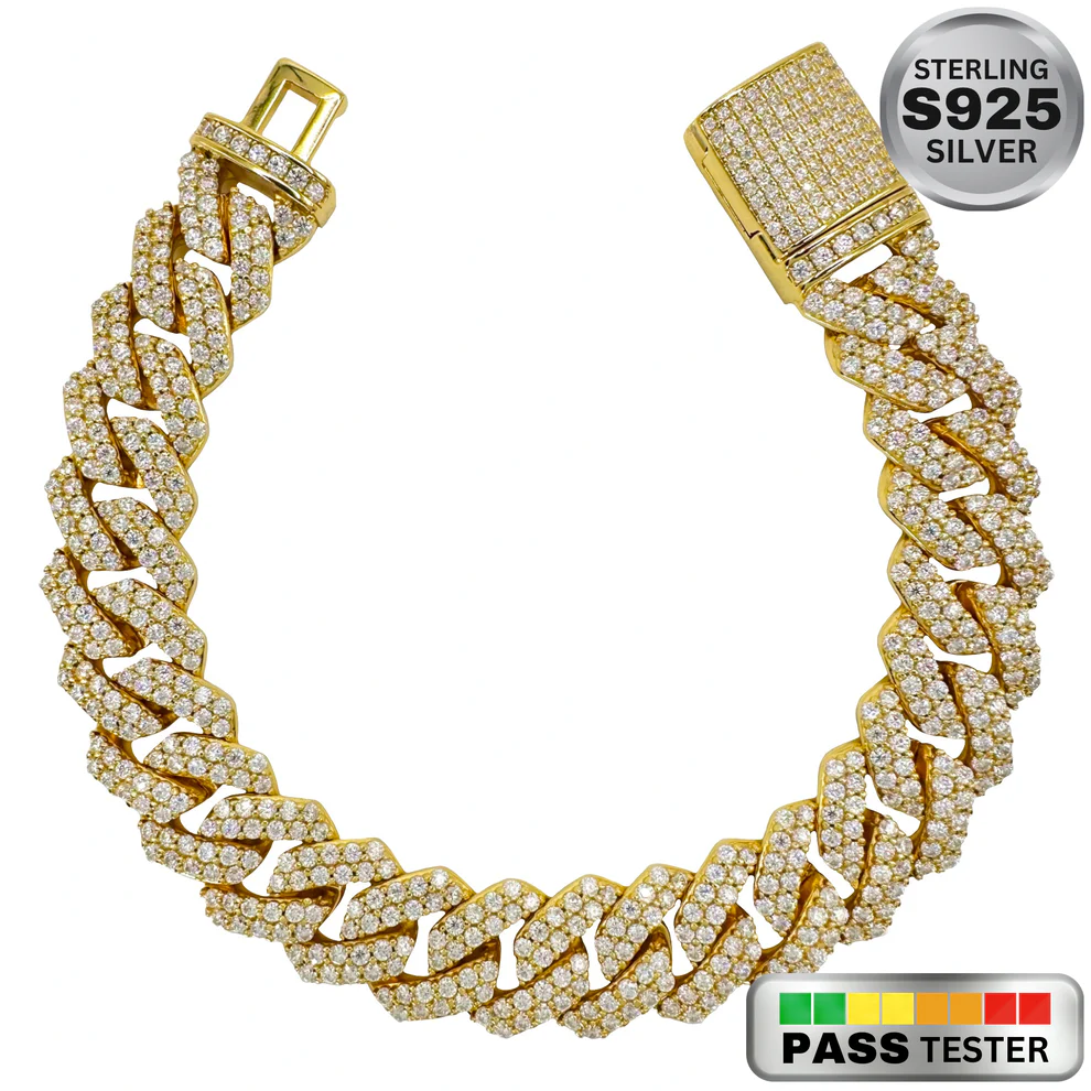 Moissanite Diamond Prong Link Bracelet in Yellow Gold - The Jewelry Plug