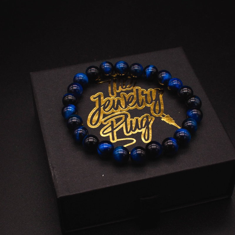 Blue Tiger Eye Bead Bracelet - The Jewelry Plug