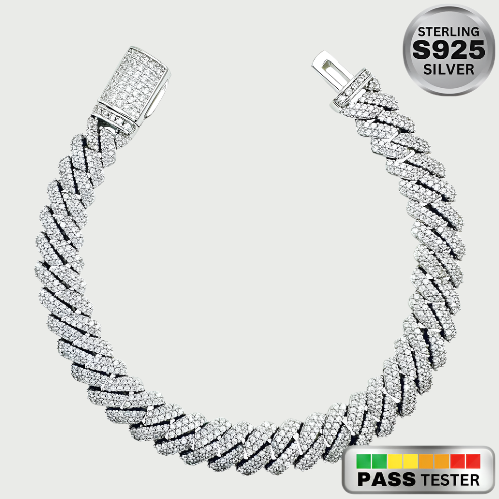 Moissanite Diamond Prong Link Bracelet in White Gold - The Jewelry Plug