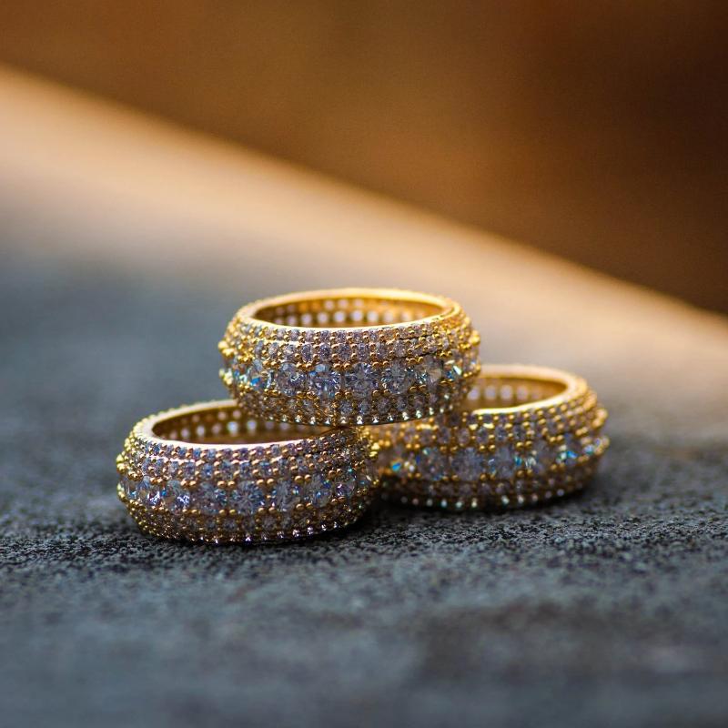 Gold 5 Row Diamond Layered Ring - The Jewelry Plug