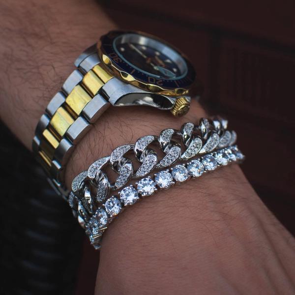 Diamond Cuban Link Bracelet + Tennis Bracelet Bundle - The Jewelry Plug