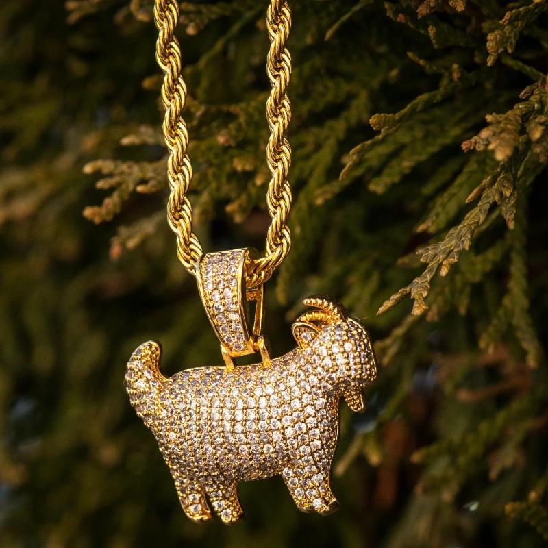 GOAT Pendant Yellow Gold Necklace Chain - The Jewelry Plug