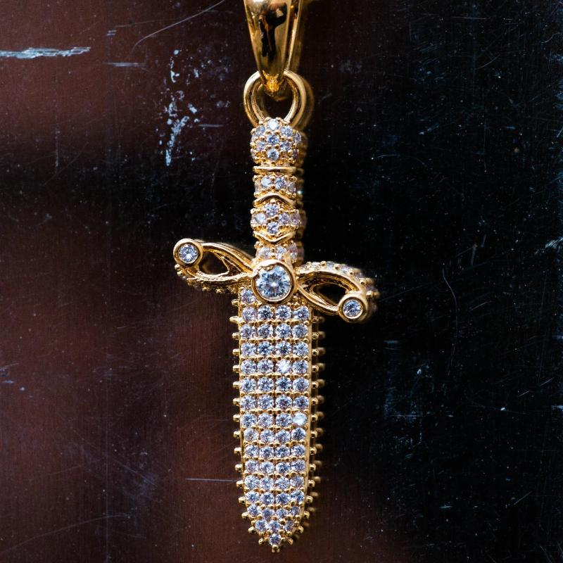 Iced Knife Pendant Necklace - The Jewelry Plug
