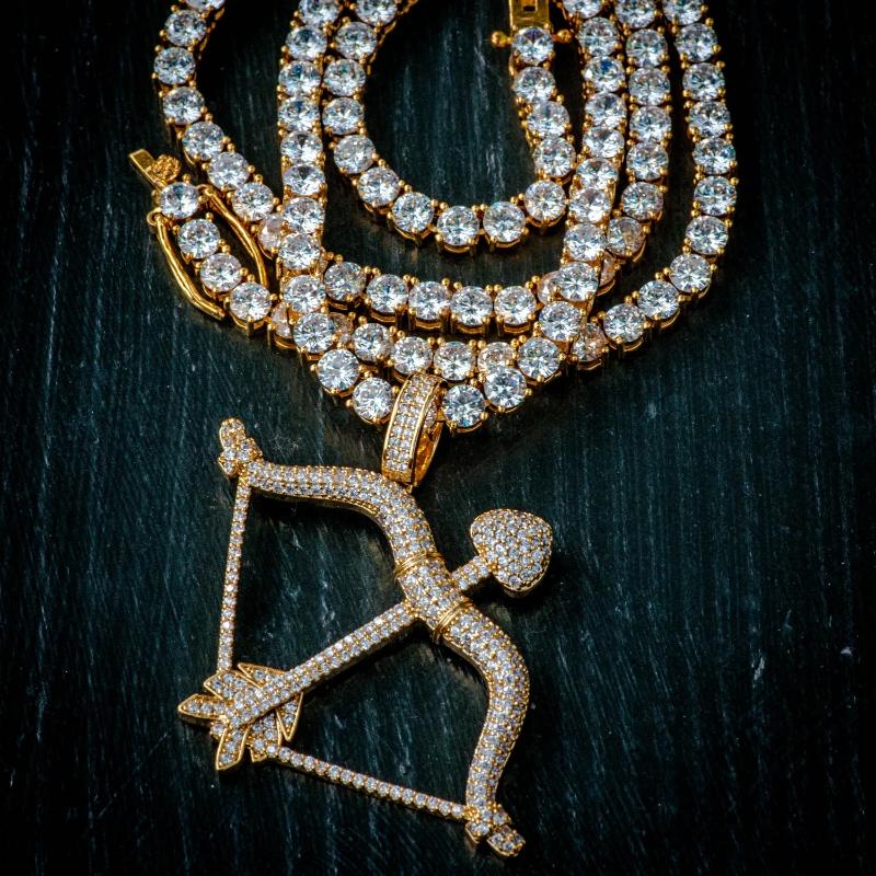 Cupid's Bow and Arrow Pendant Necklace in Yellow Gold - The Jewelry Plug