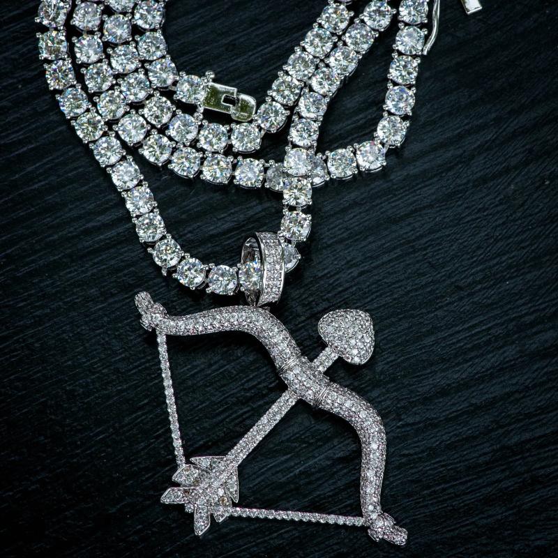 Cupid's Bow and Arrow Pendant Necklace in White Gold - The Jewelry Plug