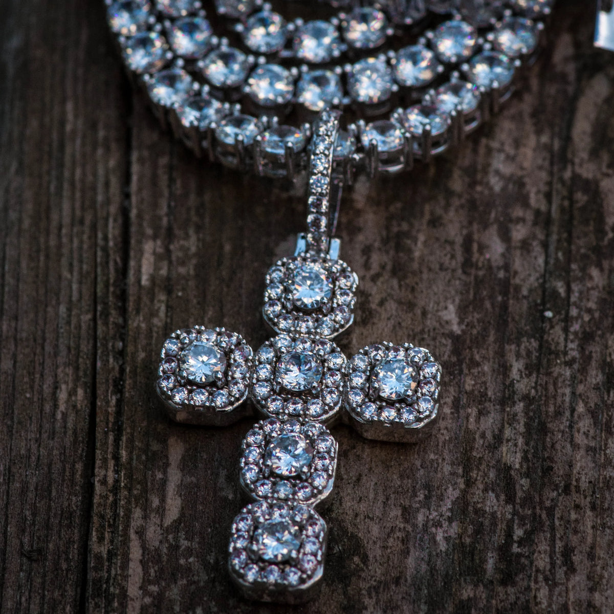 Diamond Gemstone Cross Necklace in Yellow Gold - The Jewelry Plug