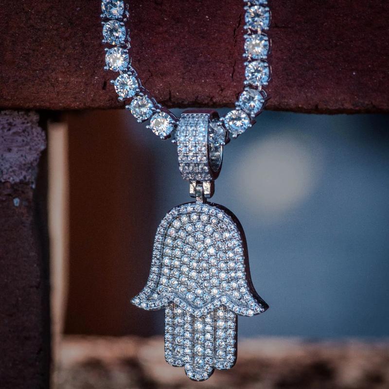 Iced deals hamsa pendant