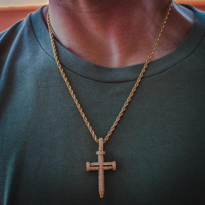 Diamond Nail Cross of Suffering Necklace in Yellow Gold - The Jewelry Plug