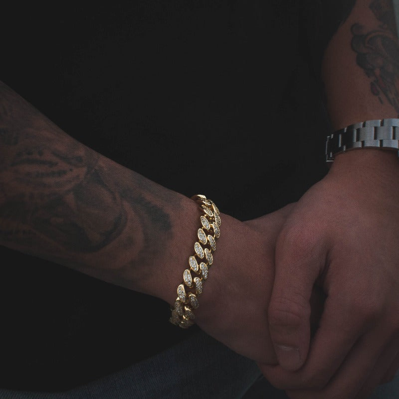 14k Gold Diamond Cuban Link Bracelet - The Jewelry Plug