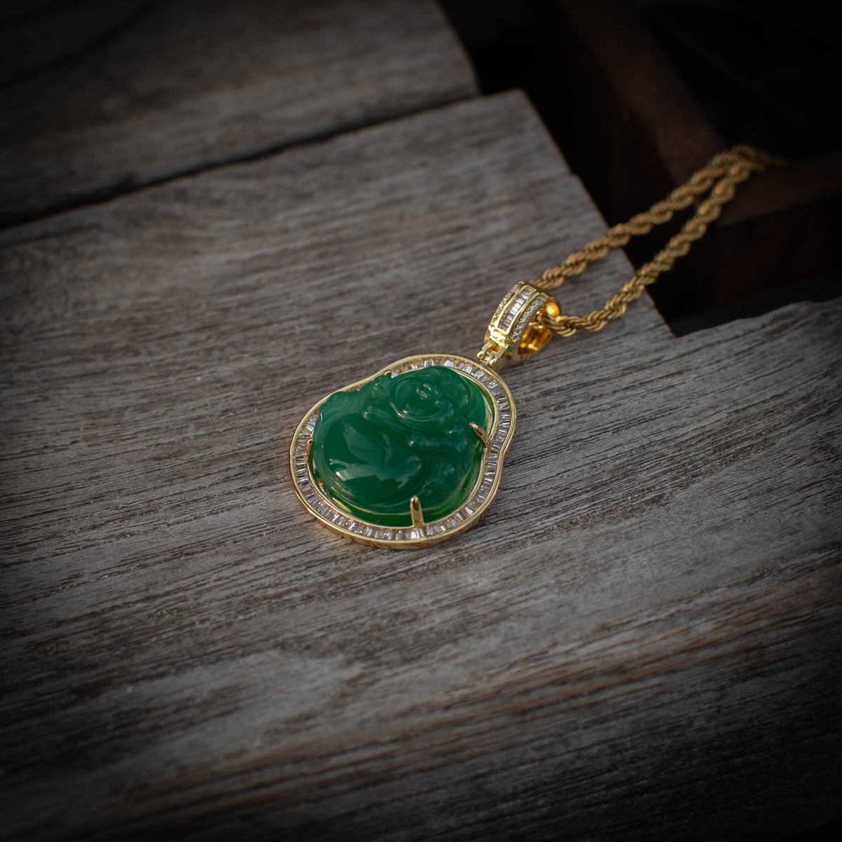 Diamond Jade Buddha Necklace - The Jewelry Plug