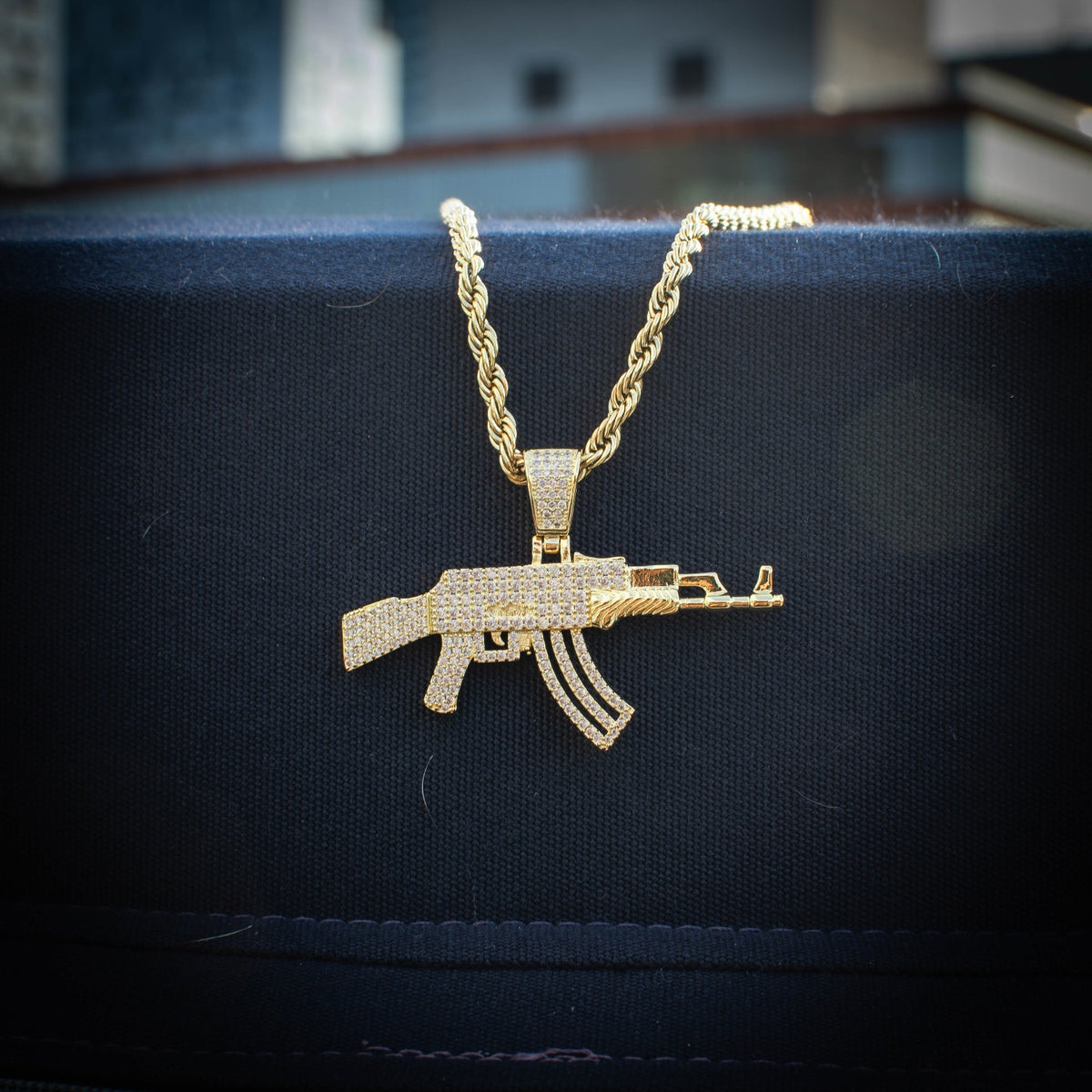 Ak47 Gun in 18k Yellow Gold - The Jewelry Plug