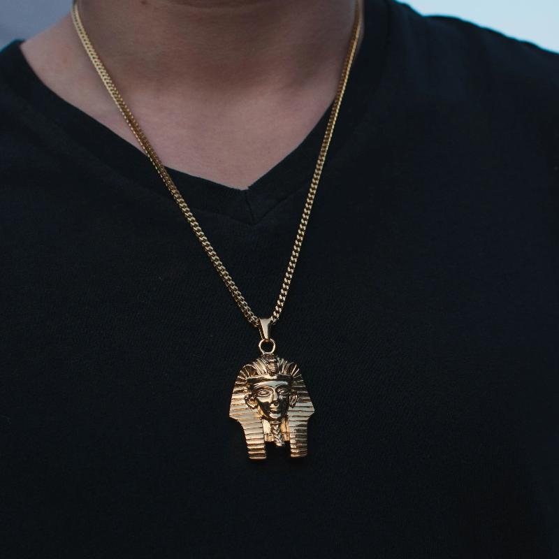18k Yellow Gold Pharaoh Egyptian Franco Chain Necklace - The Jewelry Plug