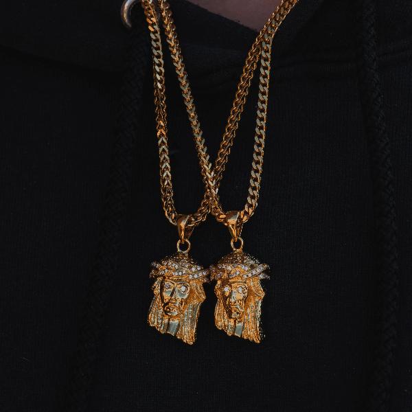 18k Gold Jesus Piece Pendant Necklace - The Jewelry Plug