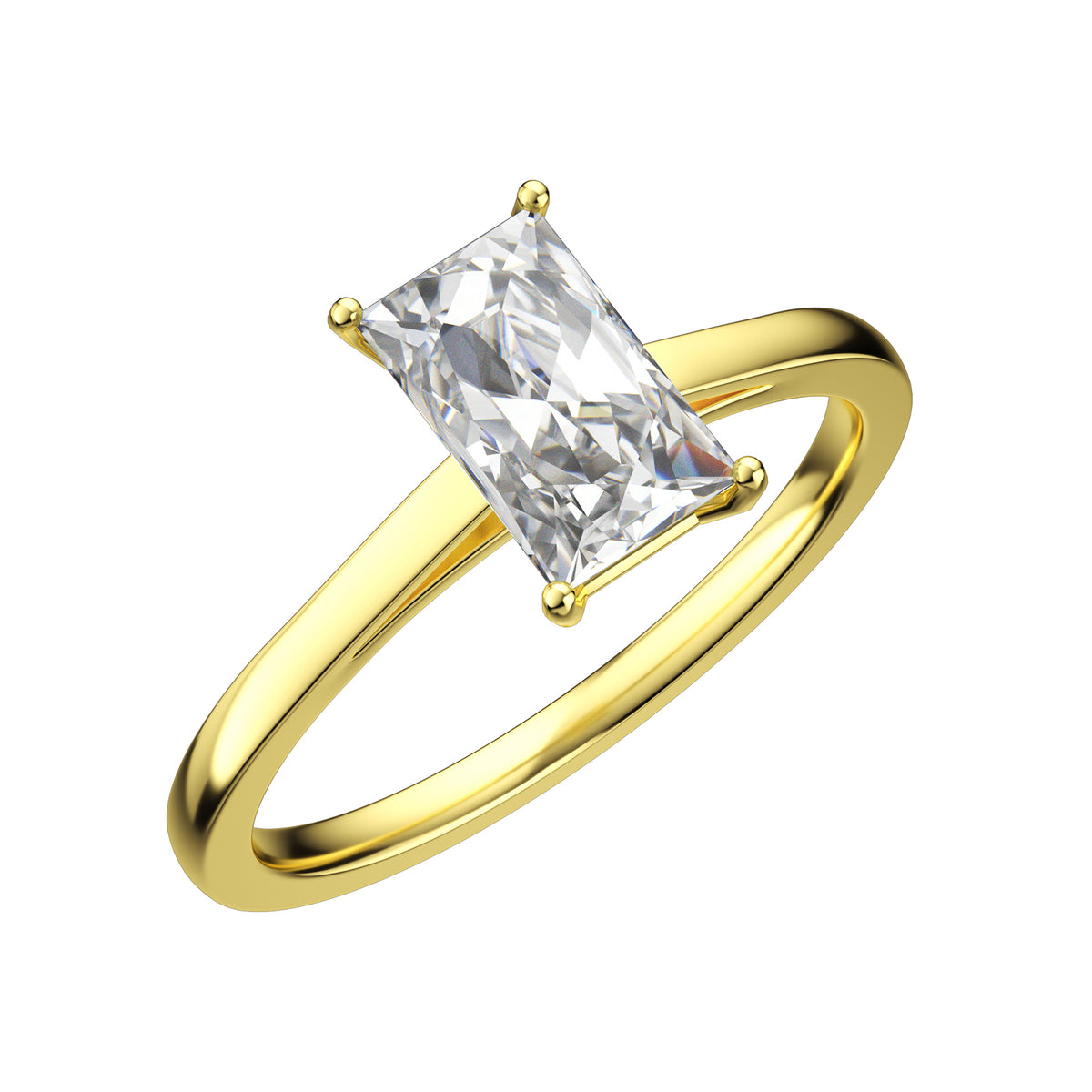 Vintage Bare Baguette Moissanite Diamond Engagement Ring in Yellow/White Gold