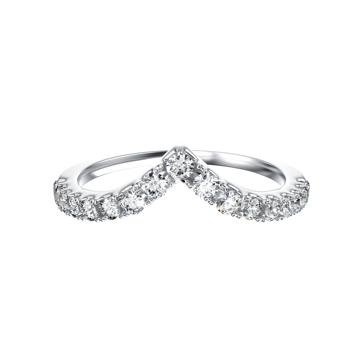 0.3 Bent Contour Round Cut Lab Grown Diamond Moissanite Wedding Band Ring