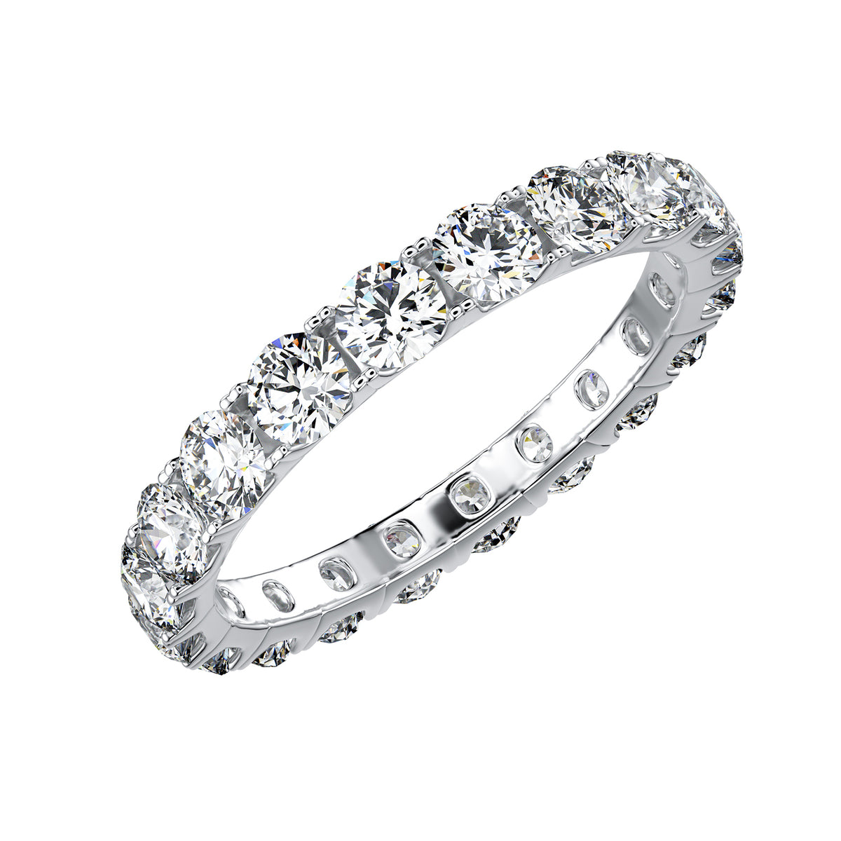 Full Accented Eternity Moissanite Diamond Engagement Band in Yellow/White Gold