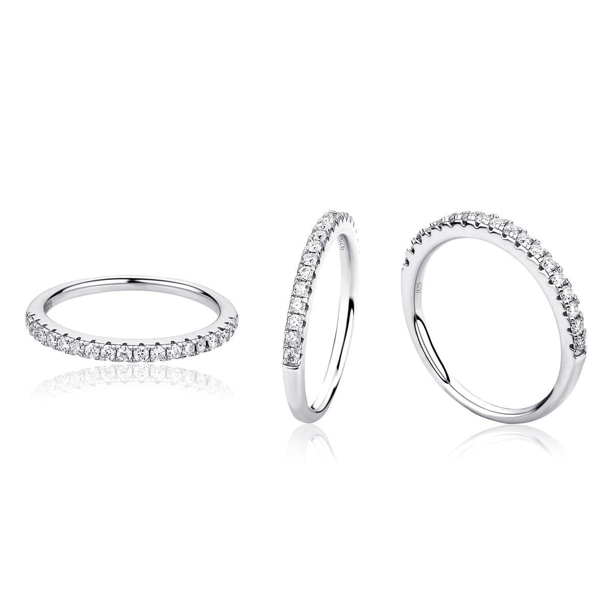 0.3 Carat Half Accented Eternity Wedding Engagement Band Ring Round Cut Lab Grown Diamond Moissanite Ring