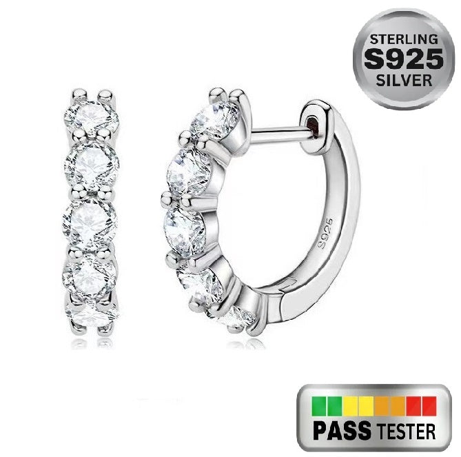 Moissanite Round Cut Hoop Earrings in White Gold - The Jewelry Plug