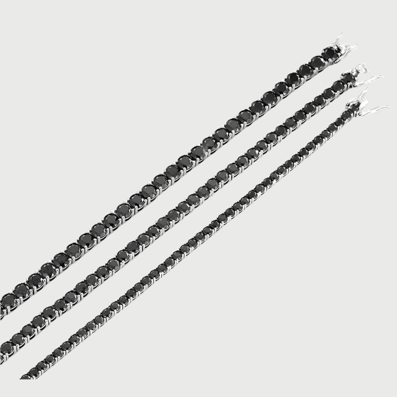 Black Moissanite Onyx Diamond Sterling Silver Tennis Chain in