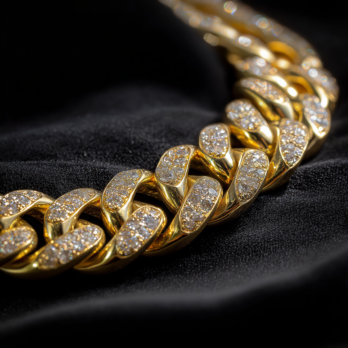 18k Yellow Gold Diamond Cuban Link Chain (12mm) - The Jewelry Plug