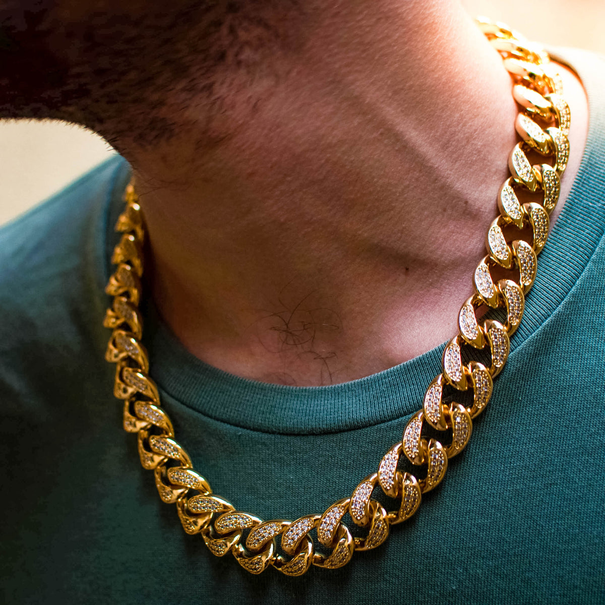 18k Yellow Gold Diamond Cuban Link Chain (18mm) - The Jewelry Plug