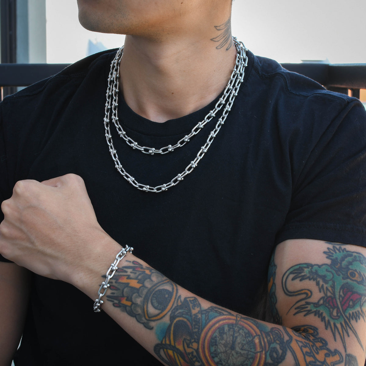 LUXE Paperclip Chain Bundle in Yellow/White Gold (8mm)