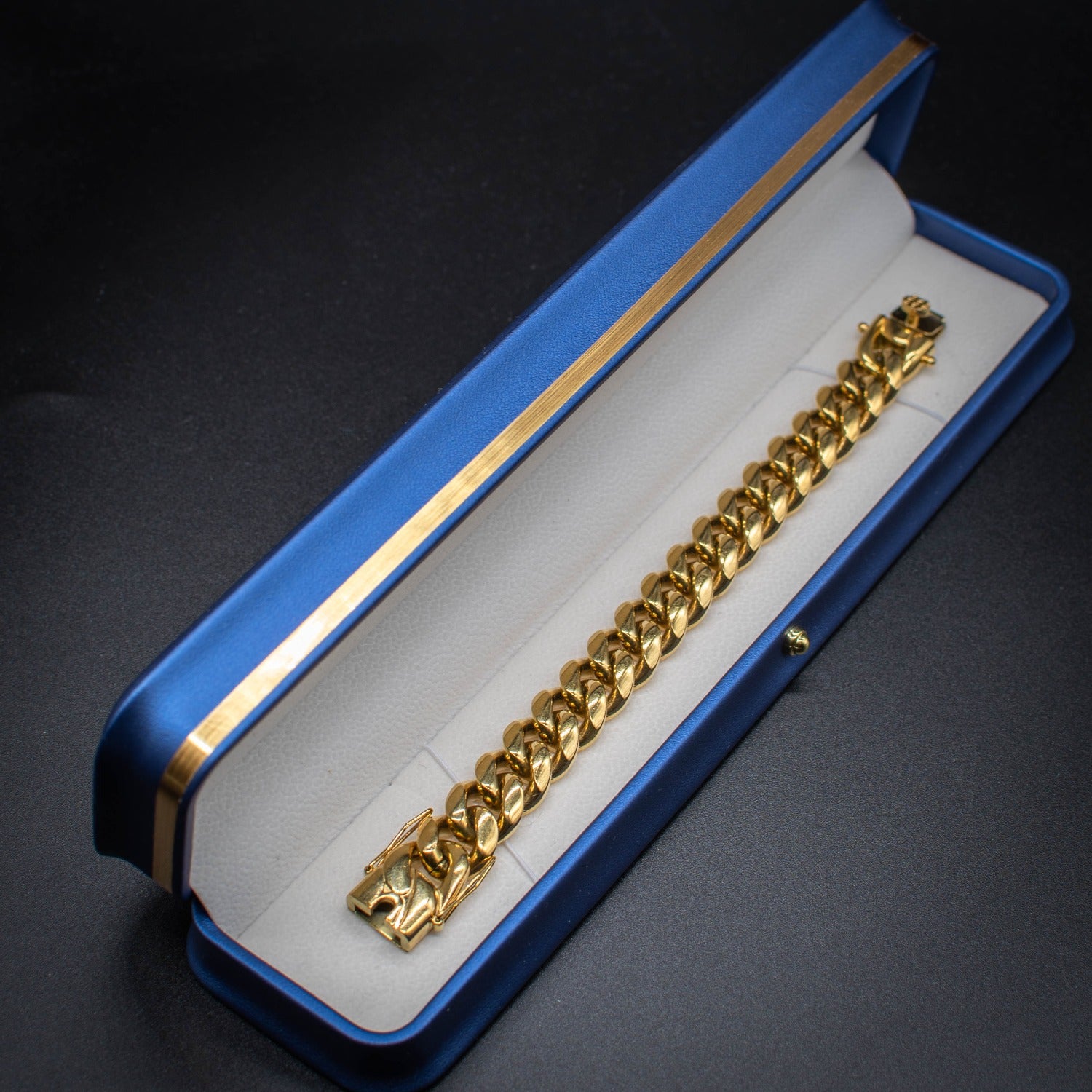 8mm 18K Gold Plated Miami Cuban Chain Bracelet