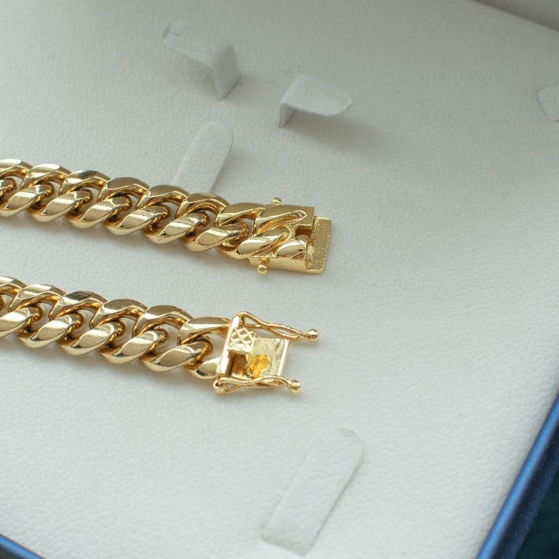 18k Yellow Gold Thick & Heavy Miami Cuban Link Choker (14mm) - The Jewelry Plug