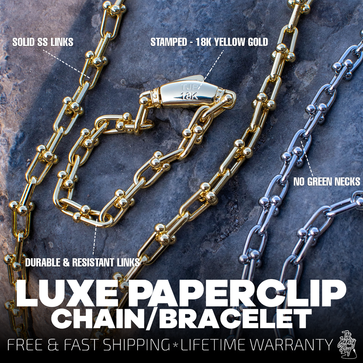 LUXE Paperclip Chain in Yellow/White Gold (10mm) - The Jewelry Plug