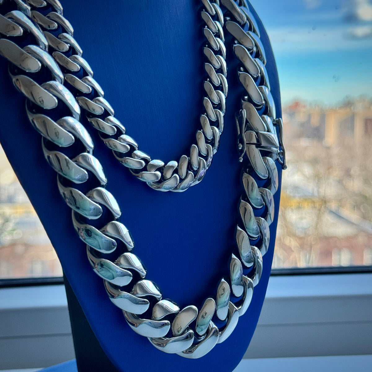 18k White Gold Handmade Miami Cuban Link Chain + Bracelet Bundle - The Jewelry Plug