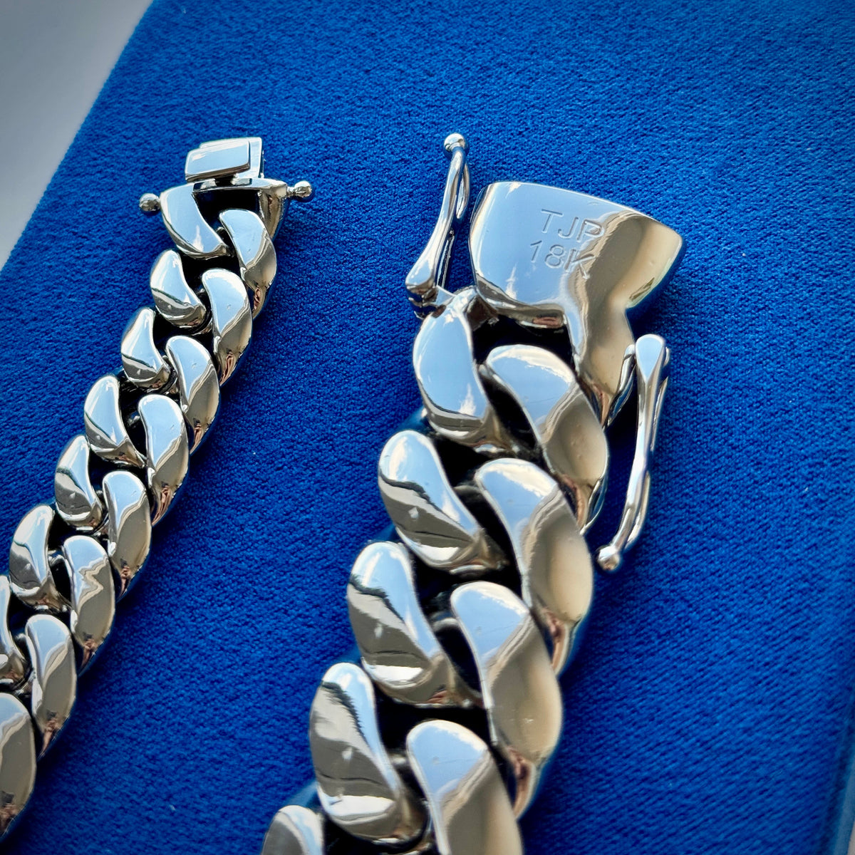 18k White Gold Handmade Tight Miami Cuban Link Bracelets - The Jewelry Plug