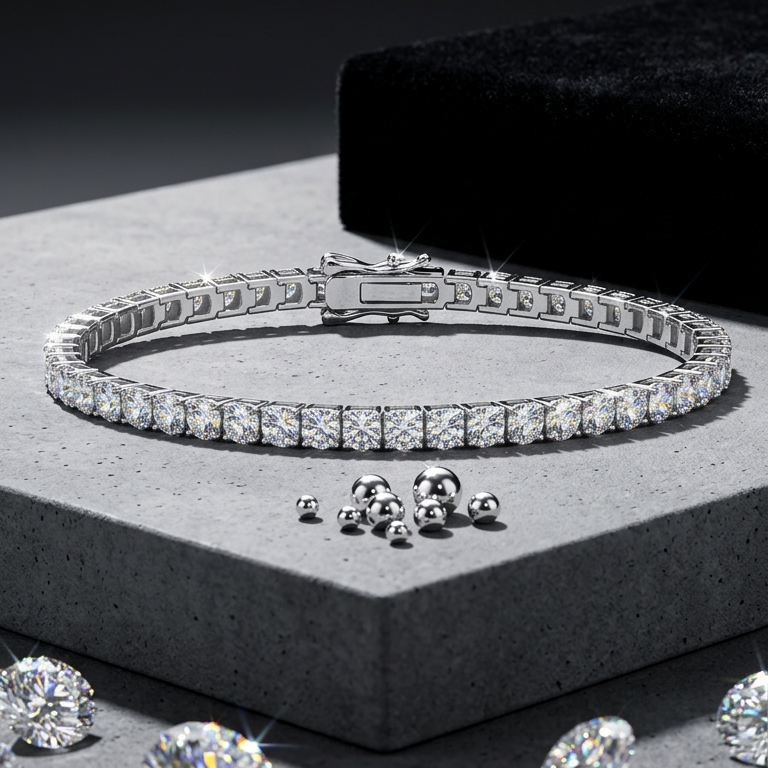 Moissanite Diamond Tennis Bracelet in White Gold - The Jewelry Plug