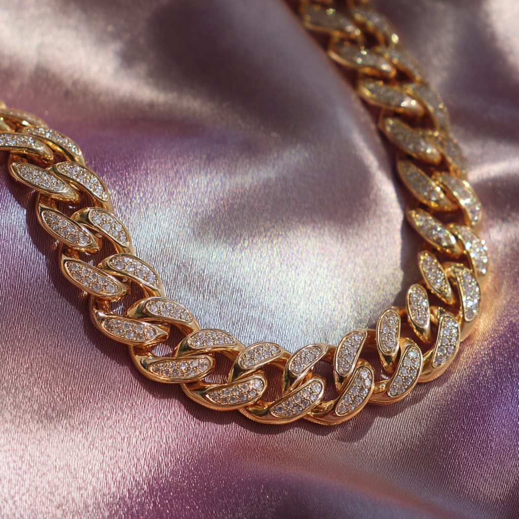 Diamond Cuban Link Chain in Yellow Gold - The Jewelry Plug 18 Inches / 18K Yellow Gold PVD Plated