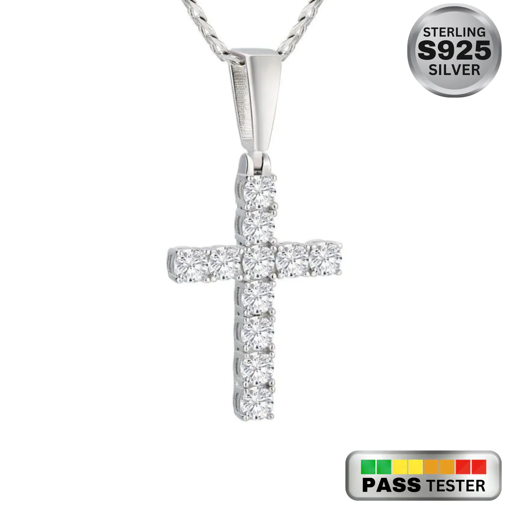 Moissanite Diamond Cross Pendant - The Jewelry Plug