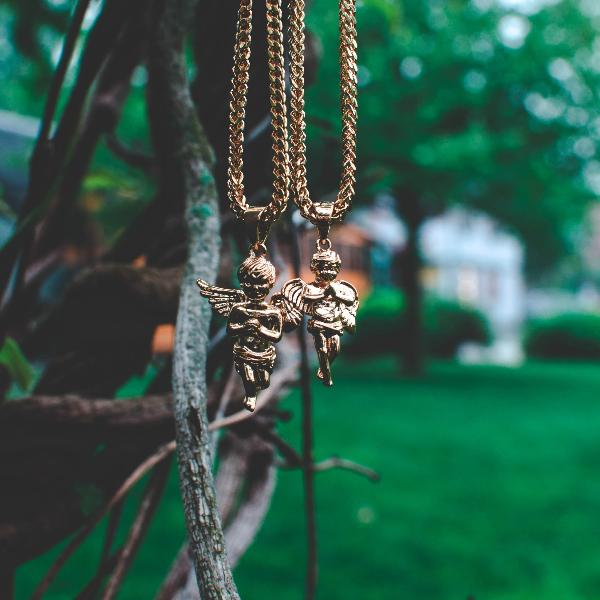 18k Gold Cherub Rising Angel Necklace - The Jewelry Plug