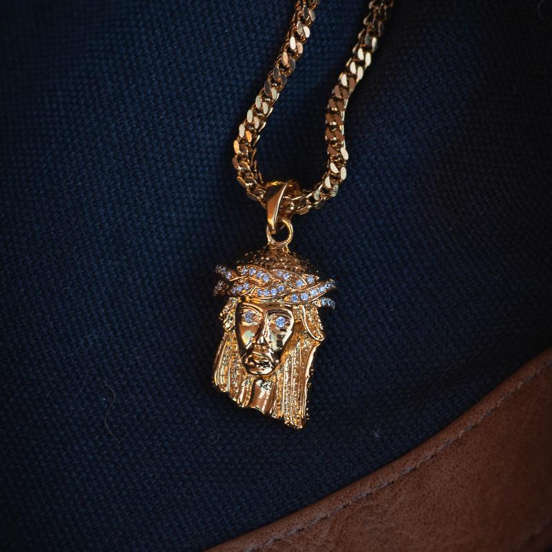 18k Gold Jesus Piece Pendant Necklace - The Jewelry Plug