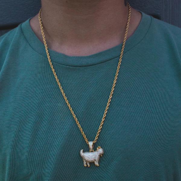 GOAT Pendant Yellow Gold Necklace Chain - The Jewelry Plug