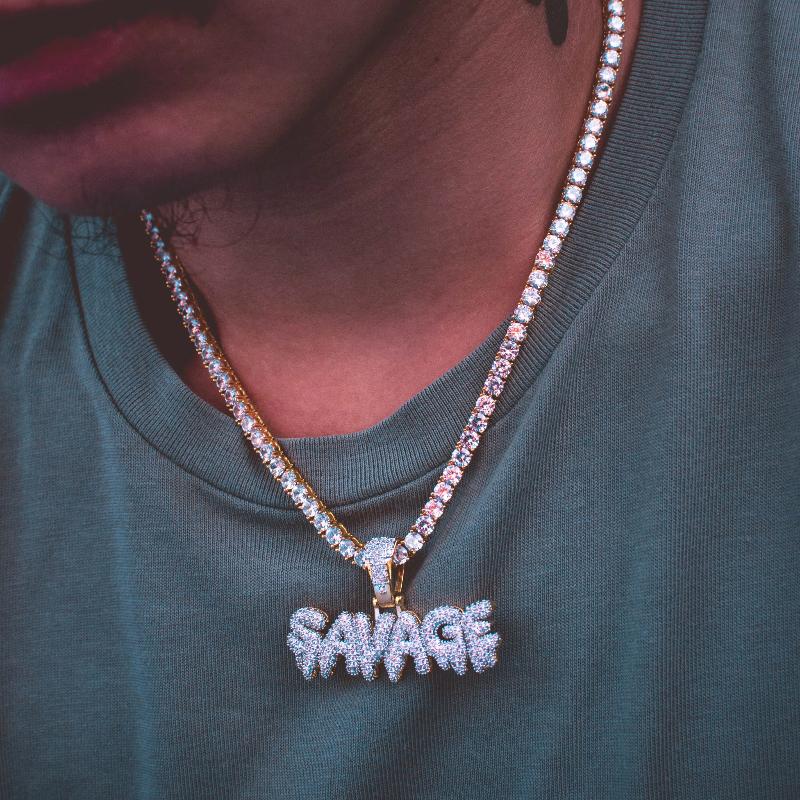 21 Savage Necklace w/ Tennis Chain - The Jewelry Plug