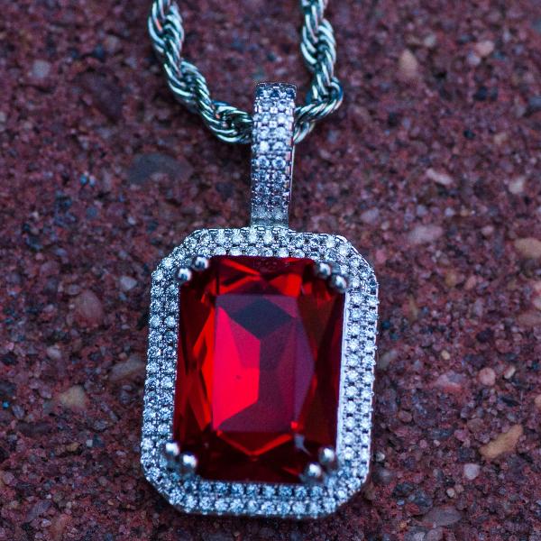 Ruby Gemstone Necklace in White Gold - The Jewelry Plug
