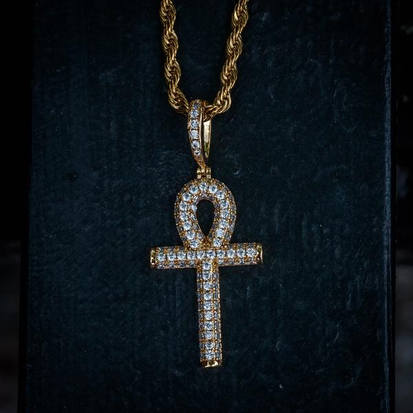 Egyptian cross necklace 14k gold ankh pendant by fehu jewel